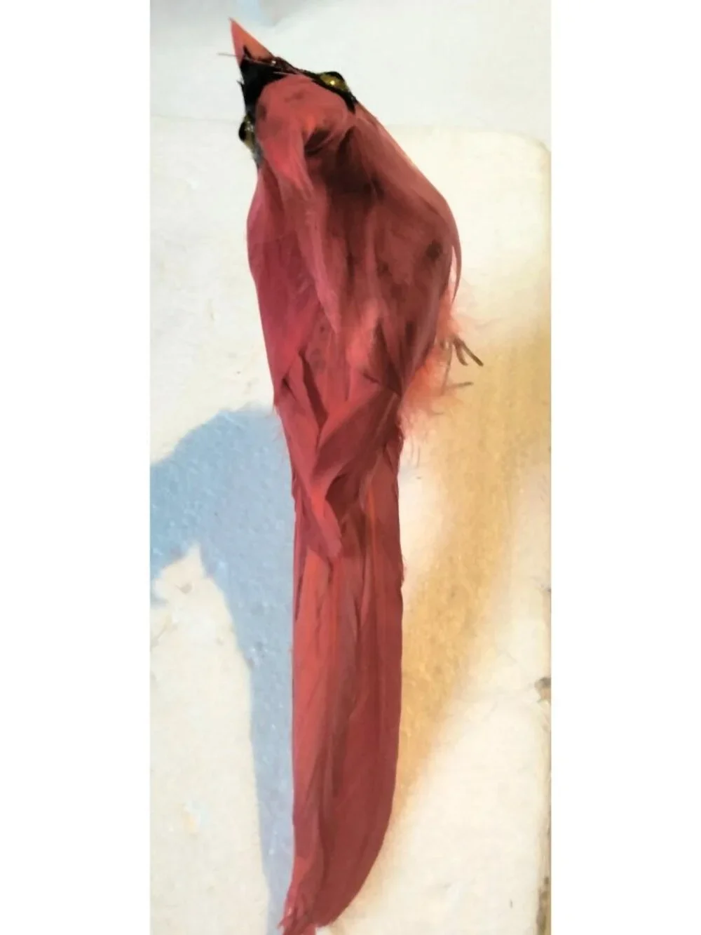 Red Cardinal Bird Figurine Ornament Feathers Wire Pick Craft Decoration Lot 4